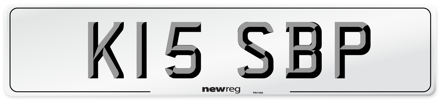 K15 SBP Number Plate from New Reg